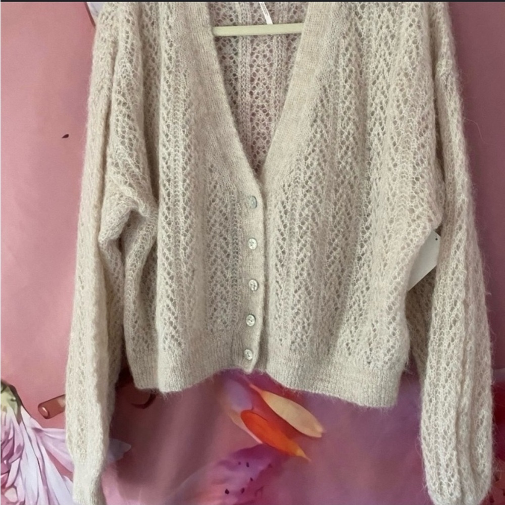 J. Crew Cream Crochet Cardigan Sweater